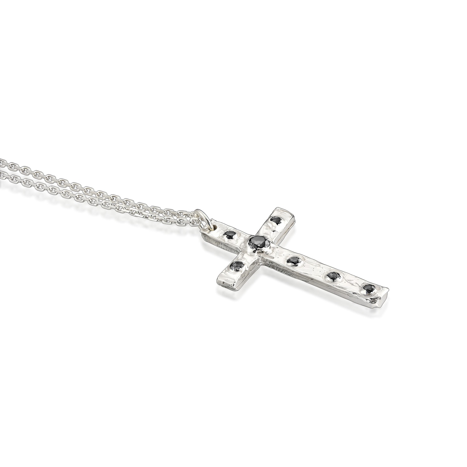 Women’s Black / Silver Astera Silver Cross Necklace With Zirconia Madeleine