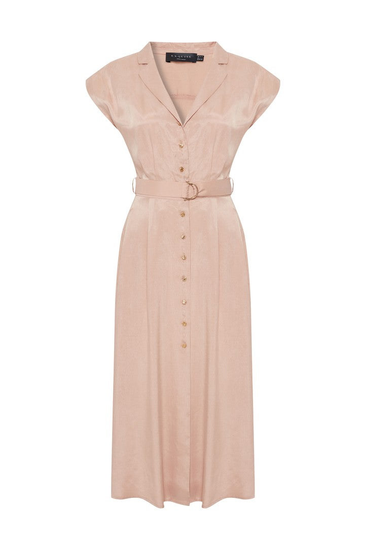 Exquise Women's Elliana Buttoned Belted Modal Midi Dress - Pink