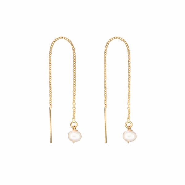 Lily & Roo Gold Pearl Drop Threader Earrings In Threader