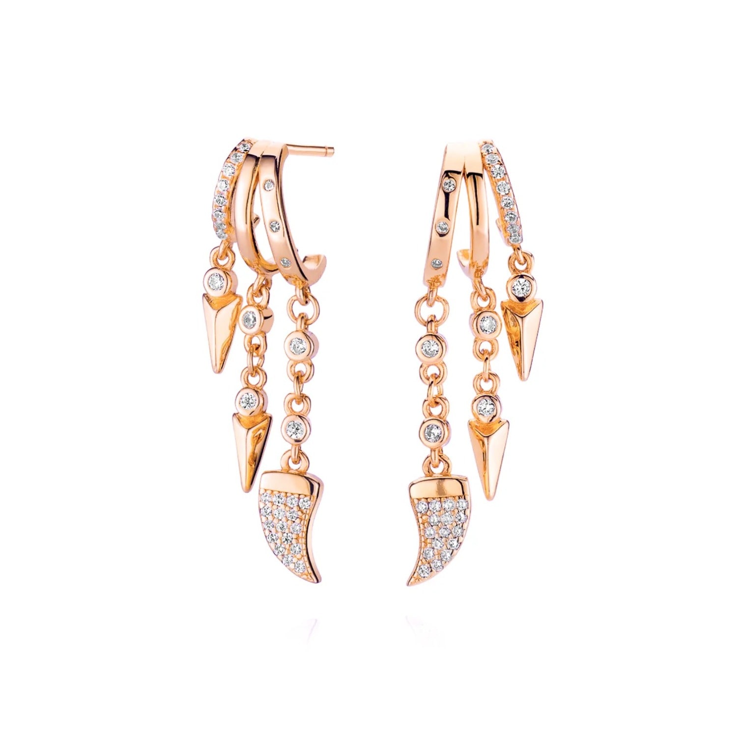 Aaria London Women's Cairo Stacked Triple Hoop Illusion Earrings Rose Gold