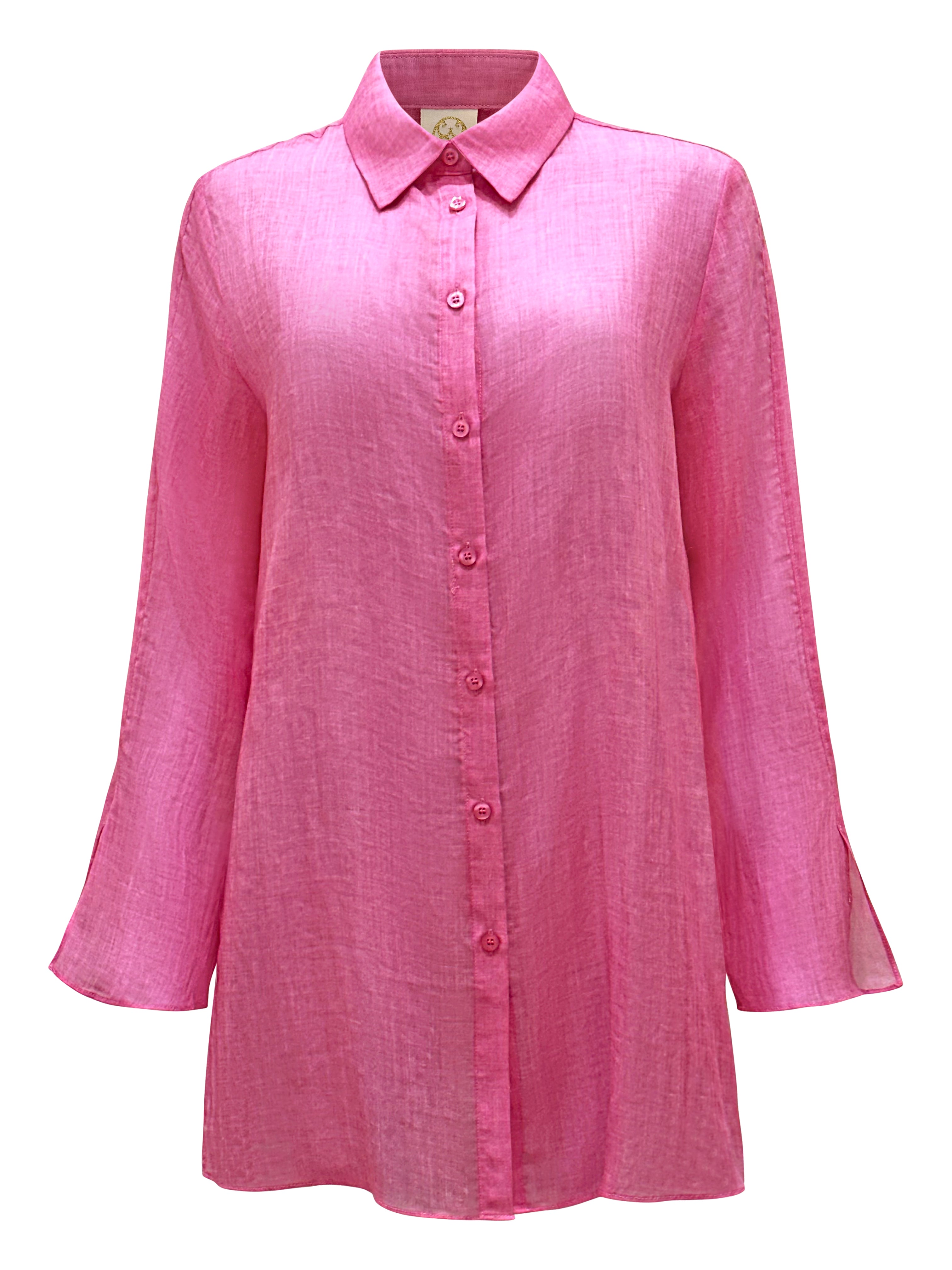 Women’s Pink / Purple Pink Linen Shirt - Rosa Medium Why Mary