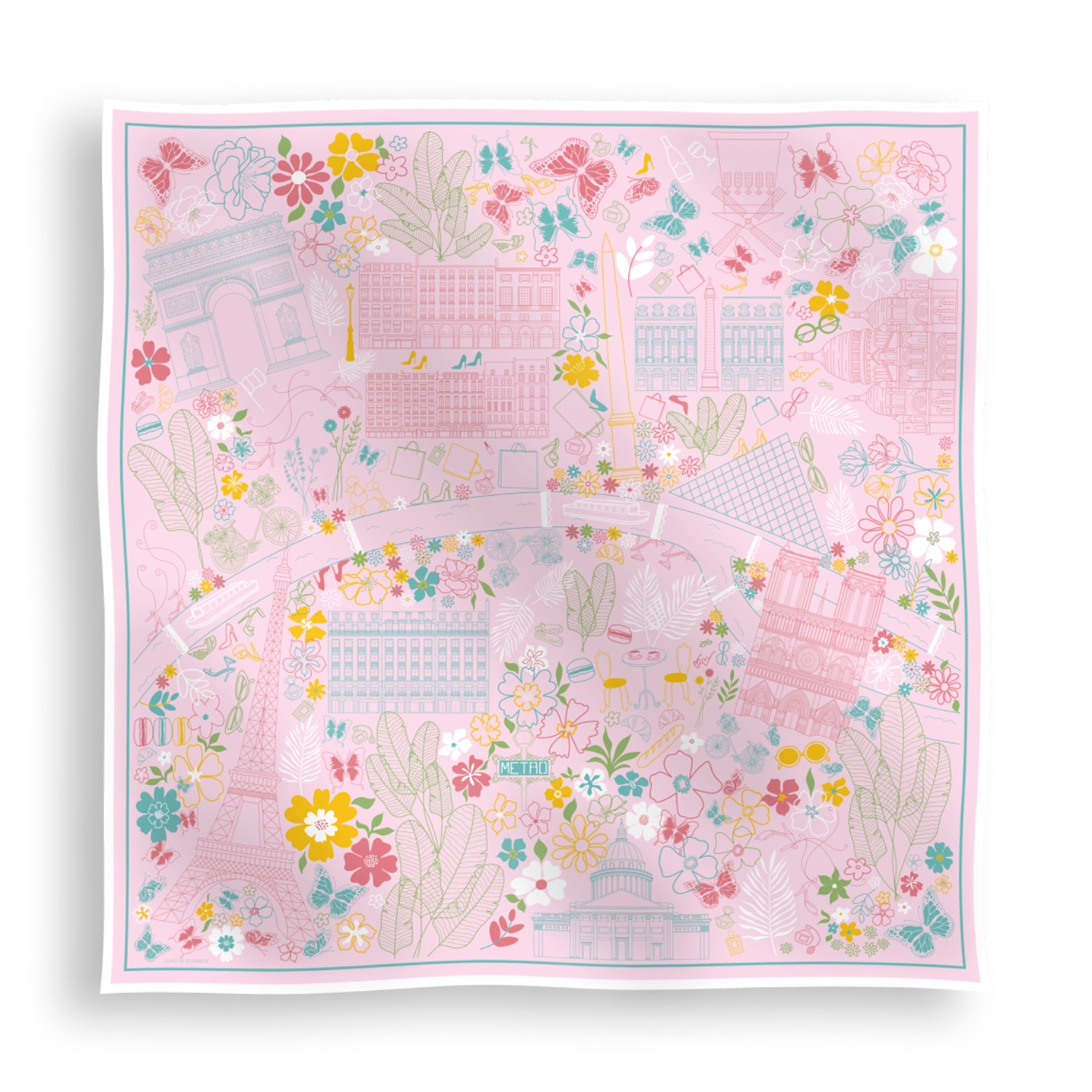 Scapes By Elizabeth Women's Pink / Purple / Blue Paris Silk Scarf In Rose Allure In Pink/purple/blue