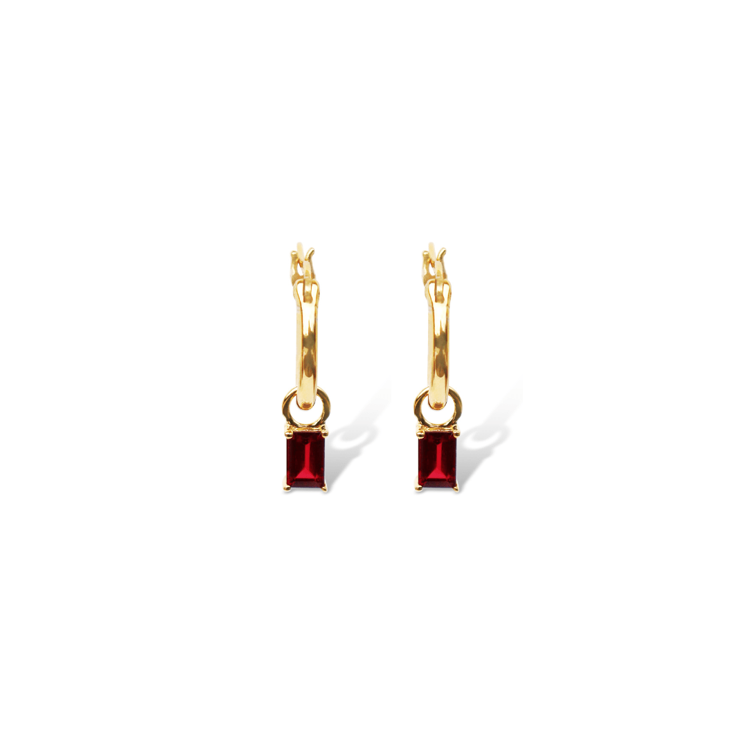 Women’s Lucie Rhodolite Garnet & Yellow Gold Rectangle Hoop Earrings Fv Jewellery