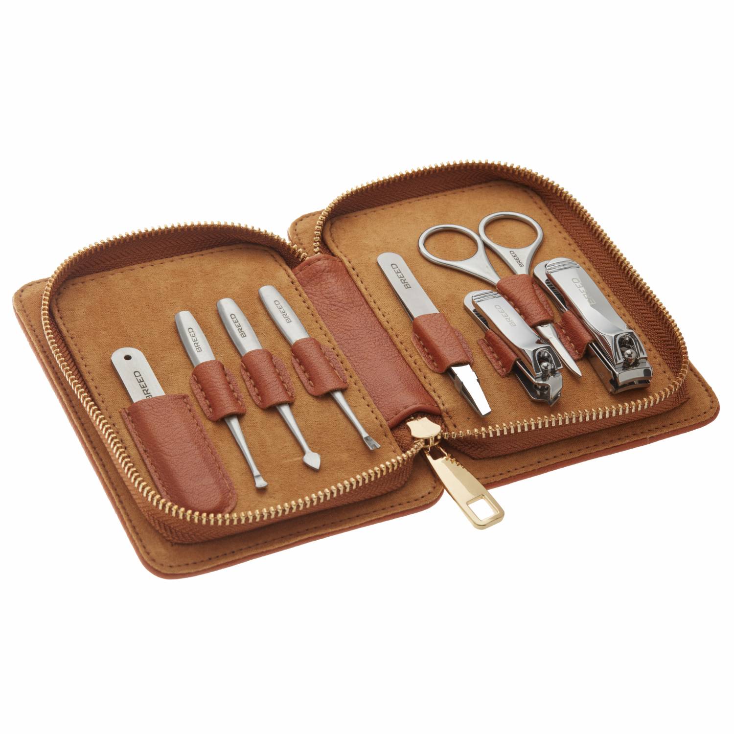 Breed Brown Katana 8-piece Stainless-steel Grooming Kit - Camel