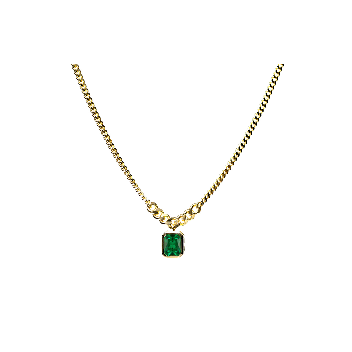 Retro Chic Women's Gold / Green Green Chain Necklace In Multi
