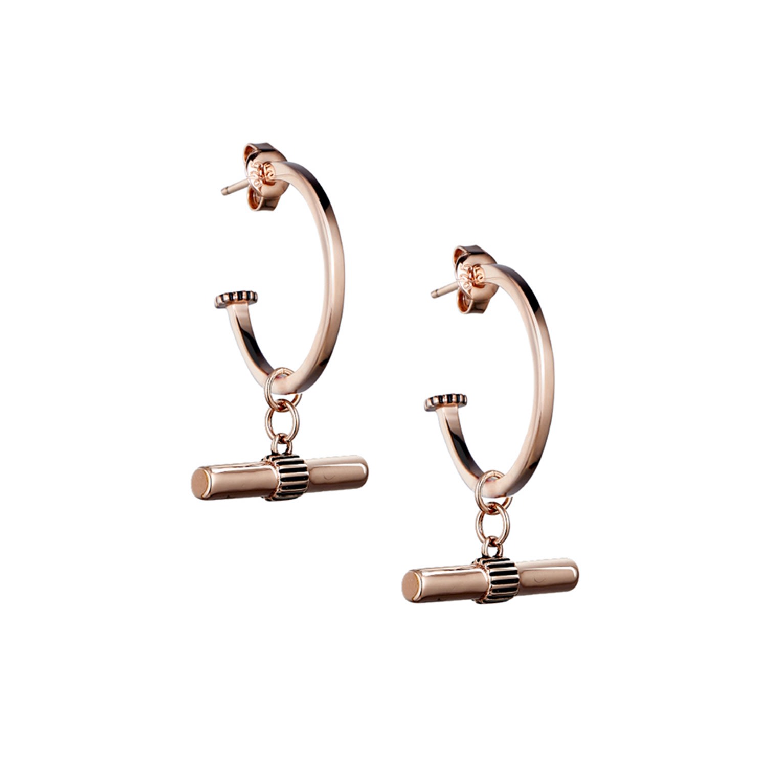 Women’s Rose Gold Vermeil Hoop Earrings With Detachable T-Bar Charms Steff Jewellery