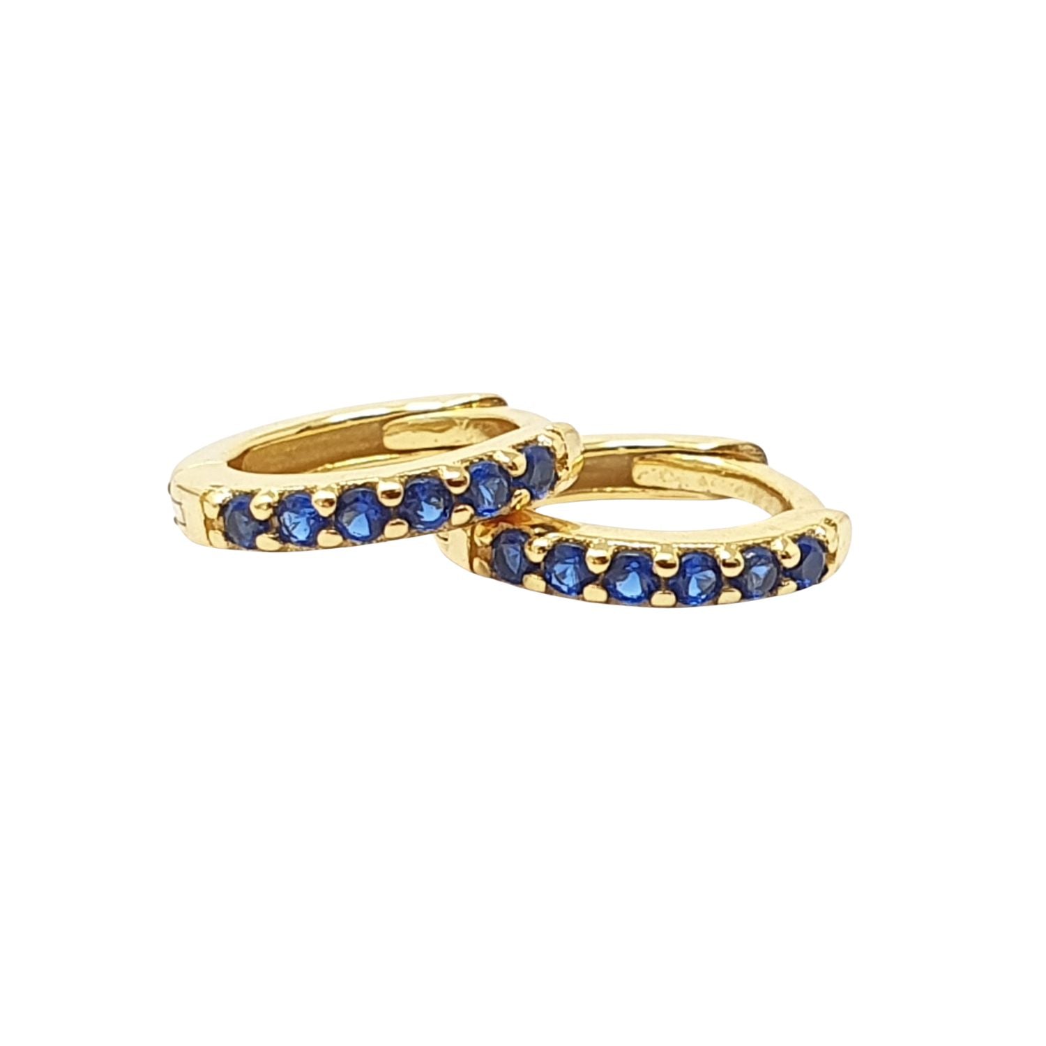 Harfi Women's Blue / Gold Sapphire September Birthstone Huggie Hoop Earrings In Multi
