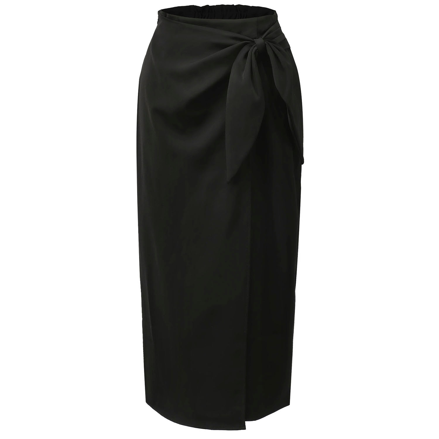 Smart And Joy Women's Wrap Skirt Tied On Side - Black In Black