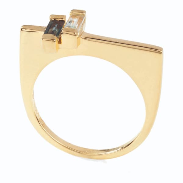 Neola Anais Gold Stacking Ring With Blue And London Topaz In Stacking