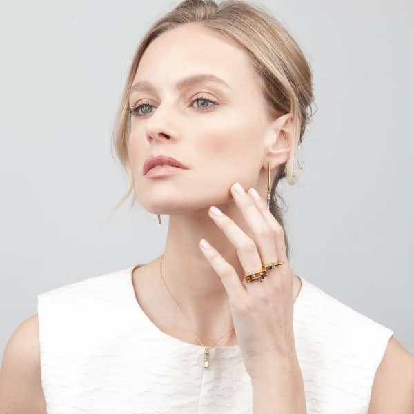 Neola Anais Gold Stacking Ring With Blue And London Topaz In Stacking