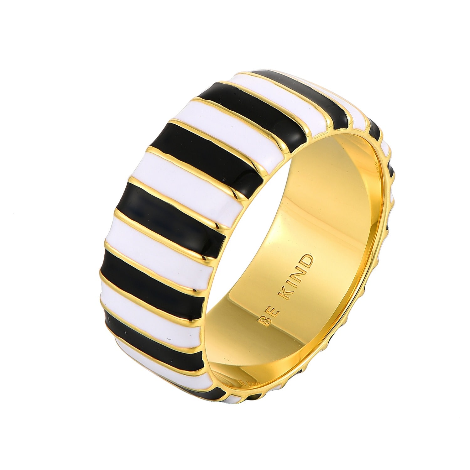 Pinnole Women's Black / White Gold Black & White Thick Ring In Multi
