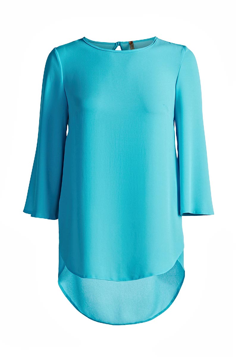 Conquista Women's Blue Tunic With Bell Sleeves In Blue