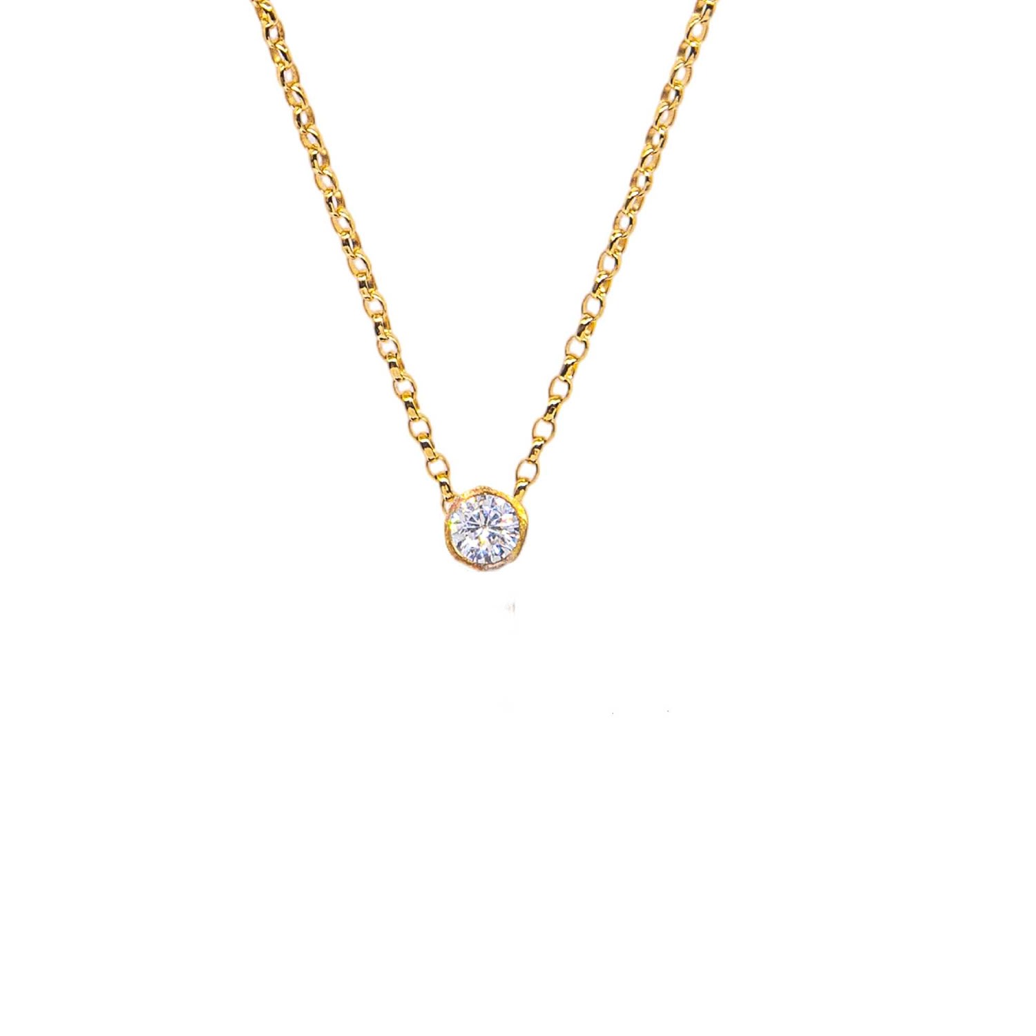 Women’s Gold Disco Dot Diamond Solitaire Necklace Lily Flo Jewellery