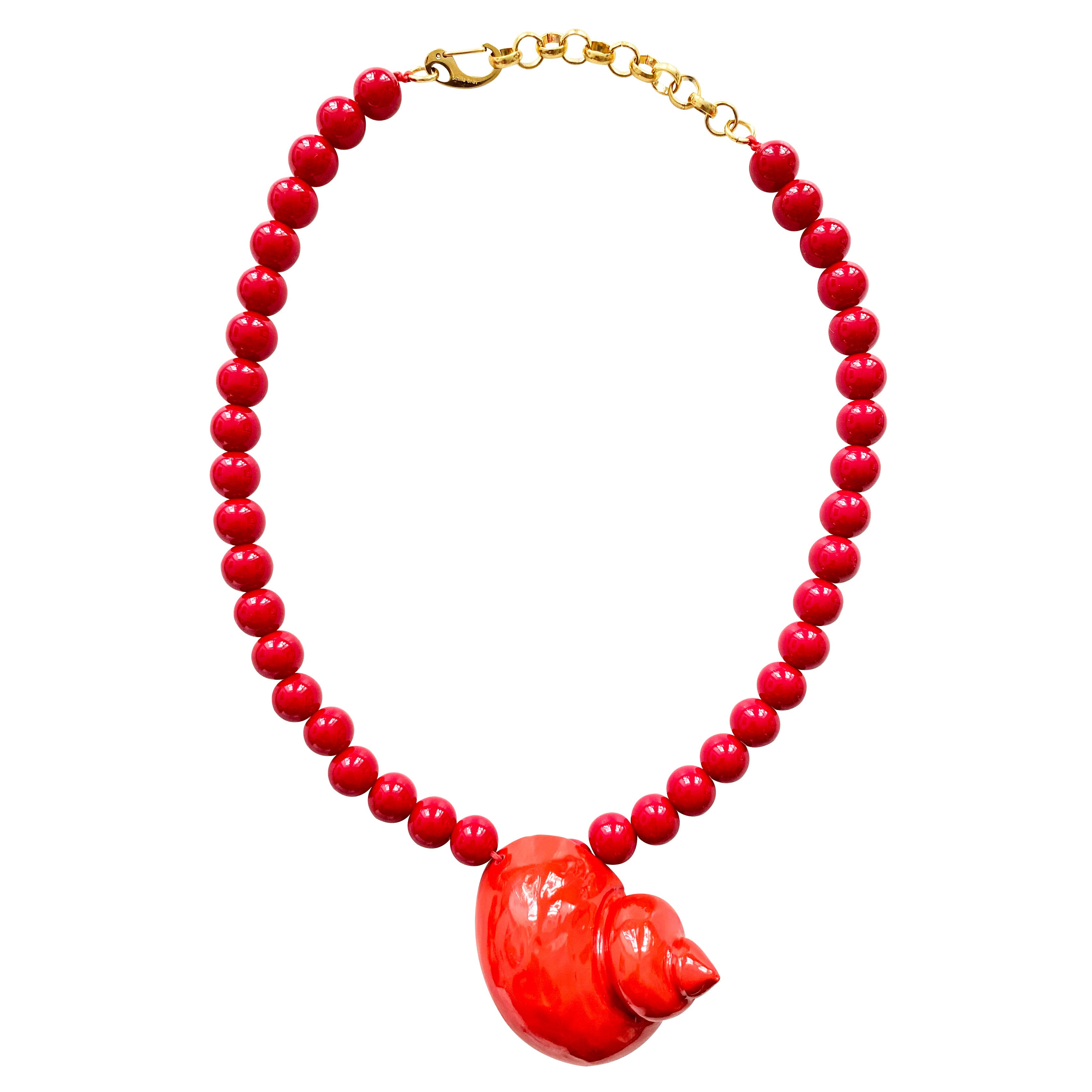 Smilla Brav Women's Gold / Red Red Shell Necklace Sienna In Multi