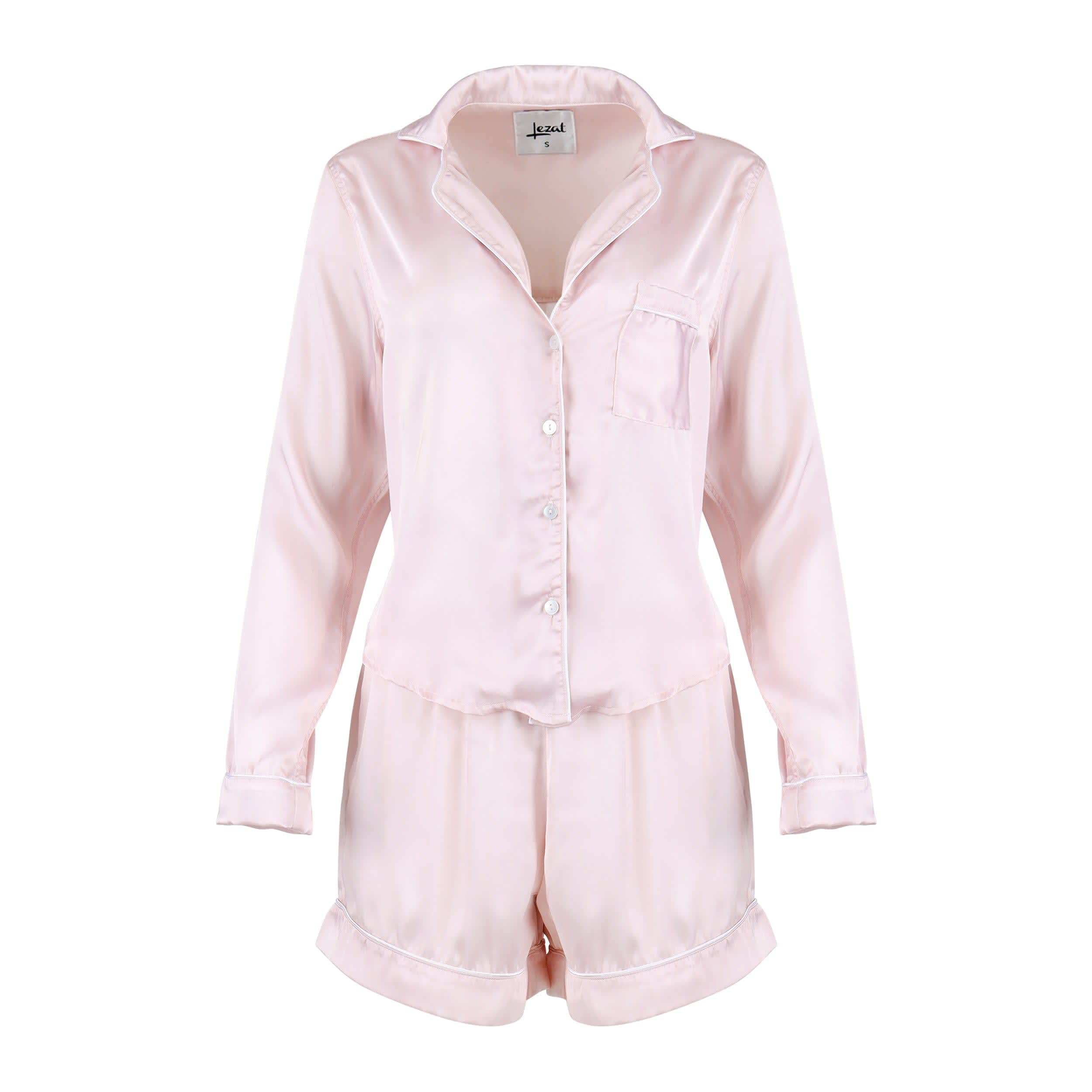 Powder pink silk pajama set