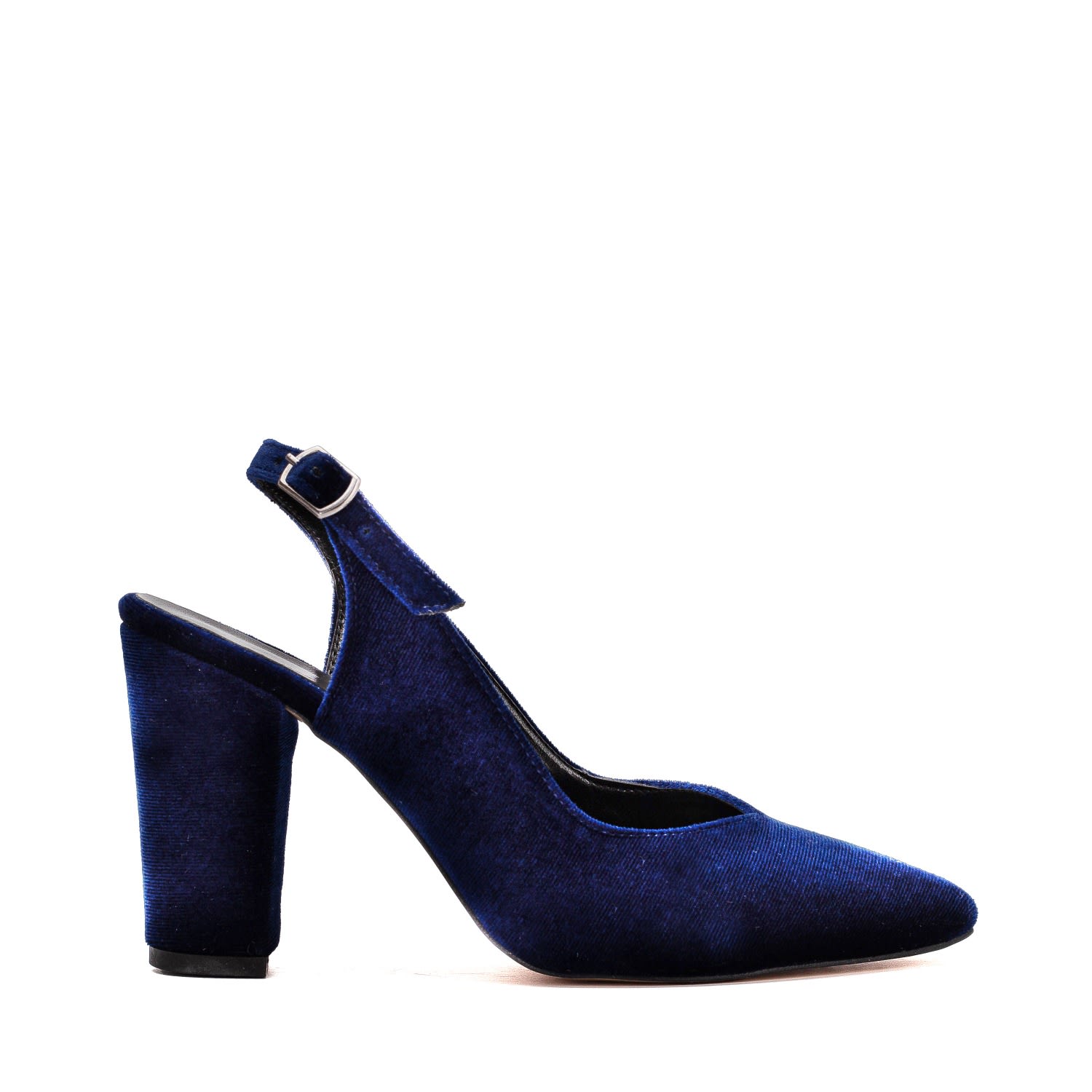 Forever & Always Shoes Women's Emma - Dark Blue Velvet Slingback Shoes In Blue