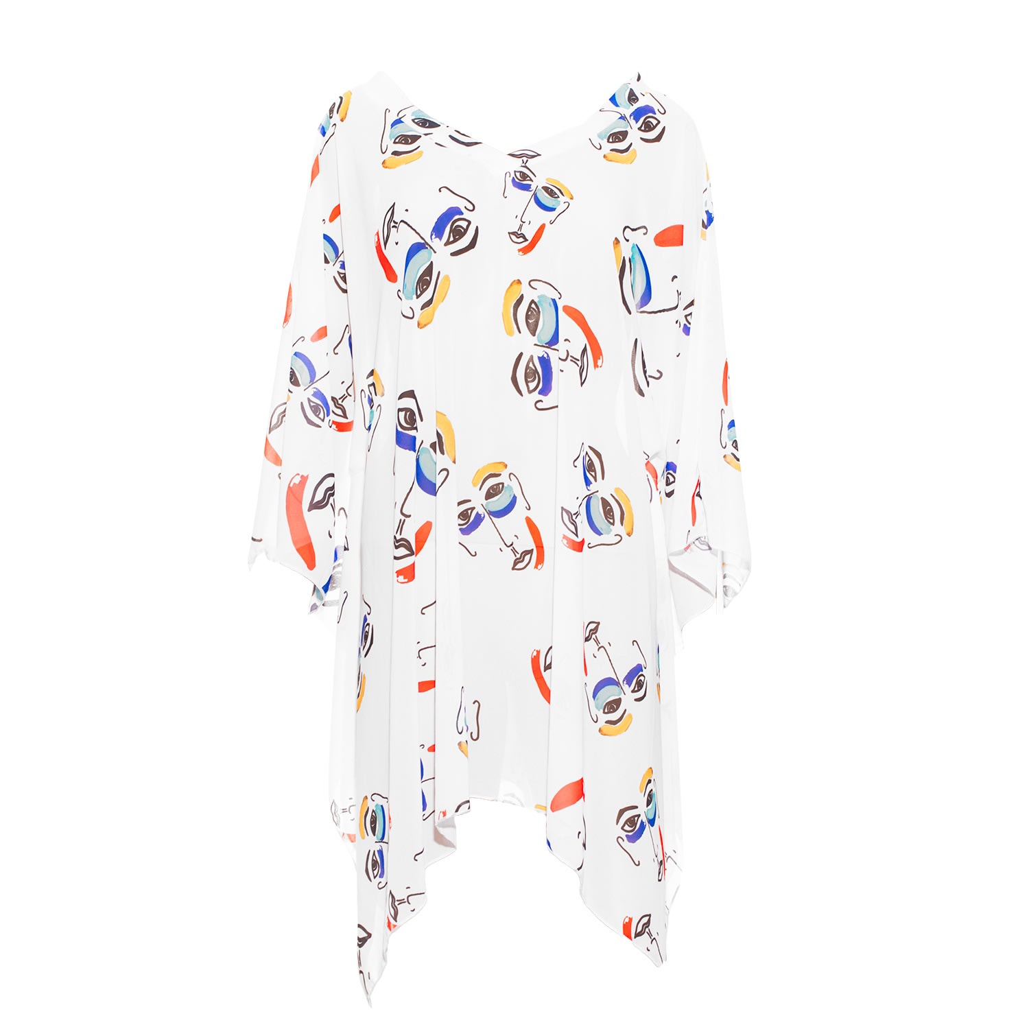 Women’s Aulala X Percheye Art Prints Beachwear Kaftan- Mille-Feuille - White One Size Aulala Paris