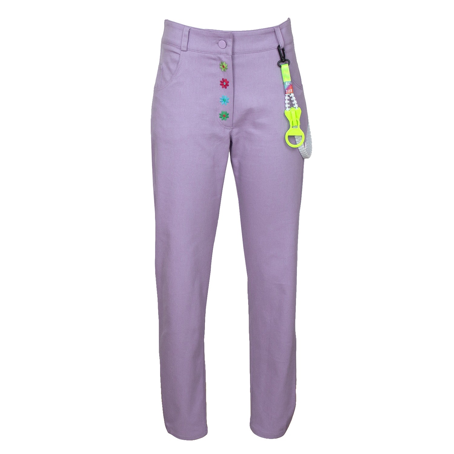 Lalipop Design Women's Flower Embroidered Cropped Lilac Pants In Purple