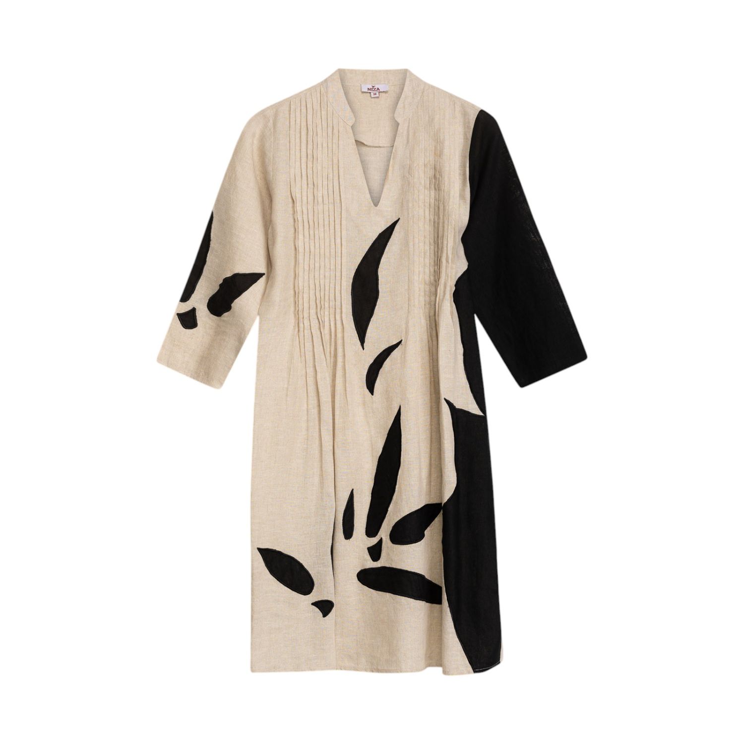 Niza Women's Neutrals / Black Short Linen Dress Azores