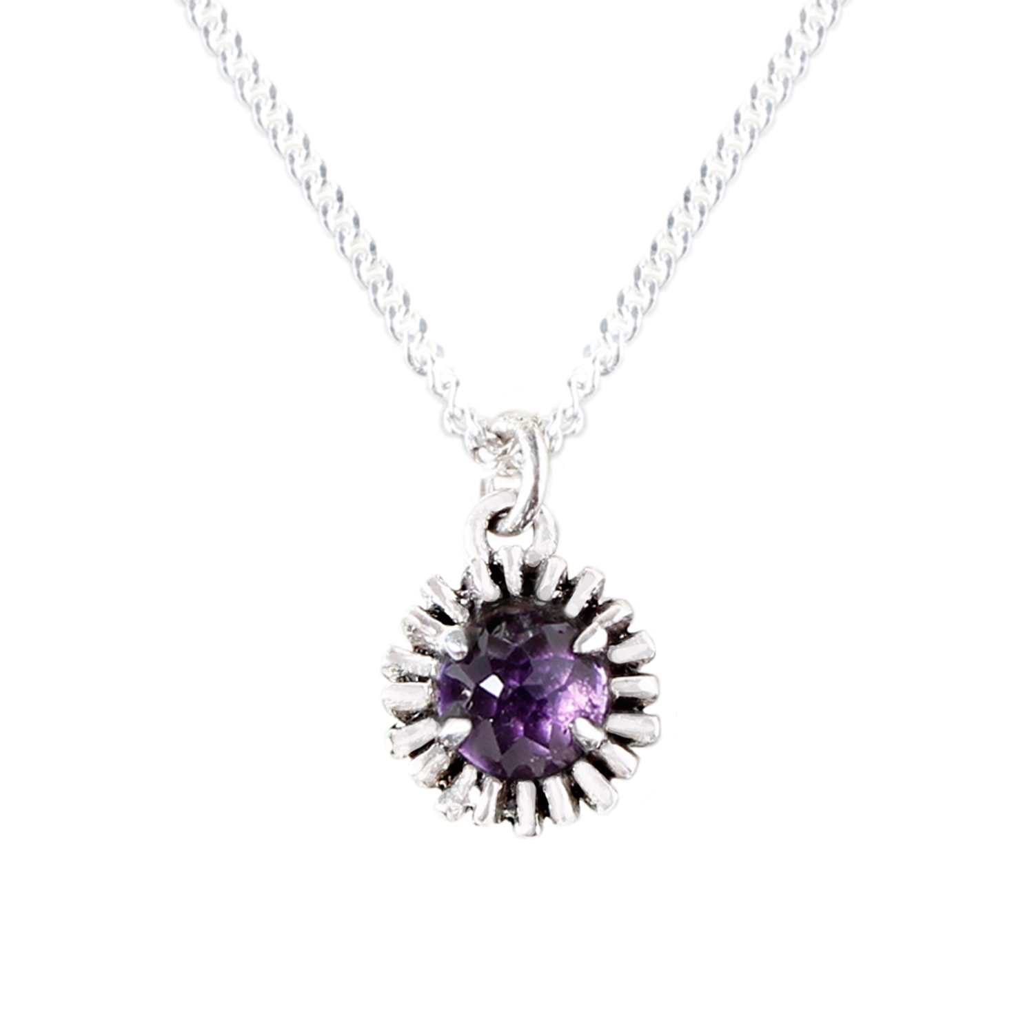 Women’s Dahlia Bud Amethyst Necklace - Silver Lee Renee