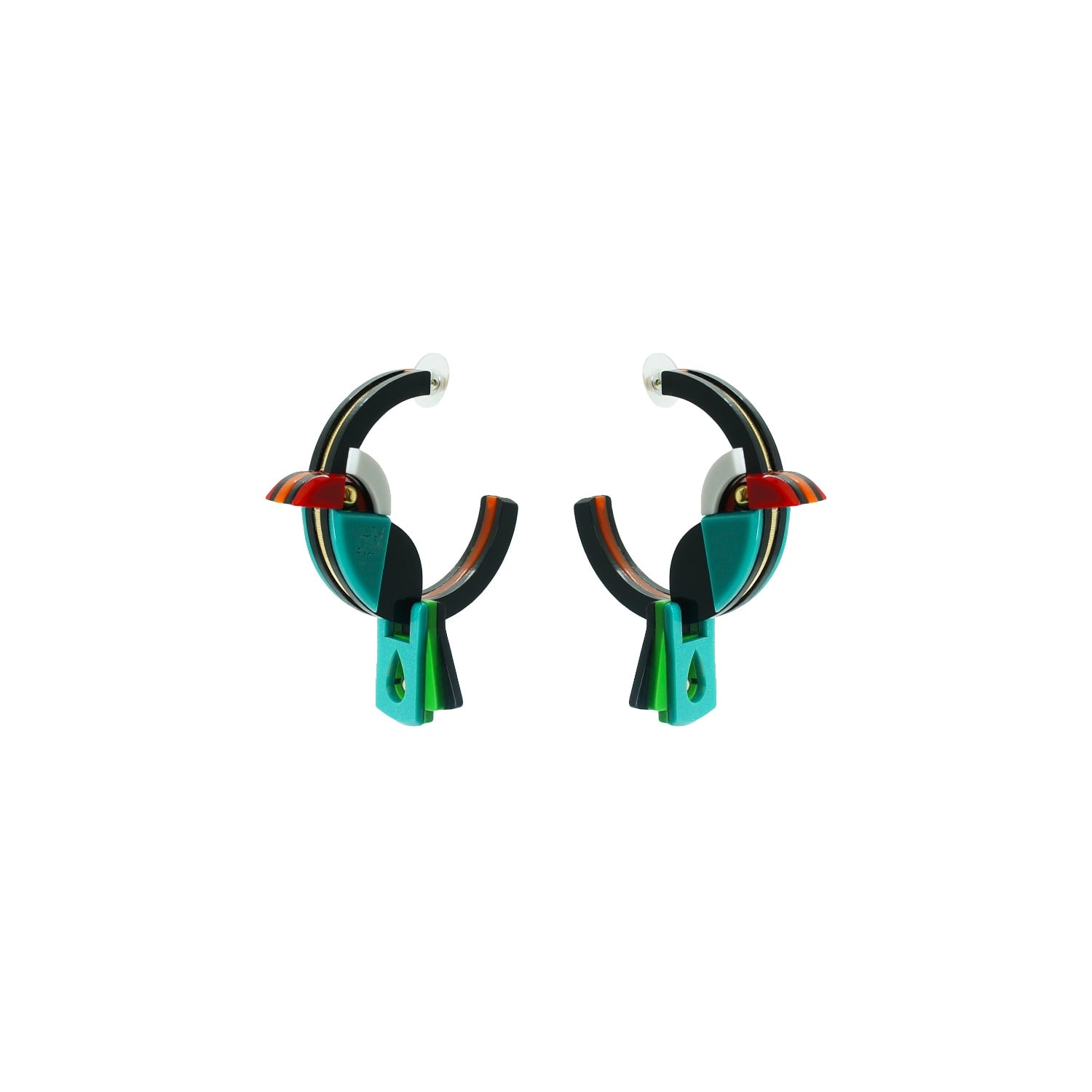 Gissa Bicalho Women's Handmade Acrylic Earring Hoop Toucan In Green