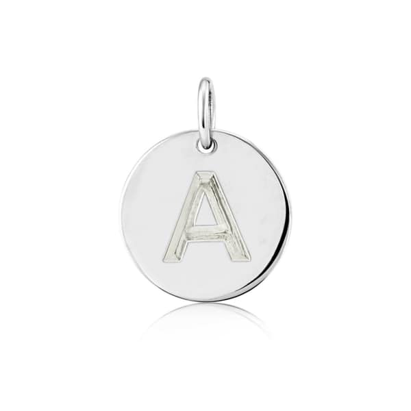 Auree Jewellery Westbourne 9ct White Gold Initial Disc Pendant