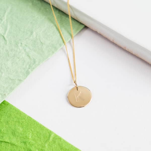 Auree Jewellery Westbourne 9ct White Gold Initial Disc Pendant