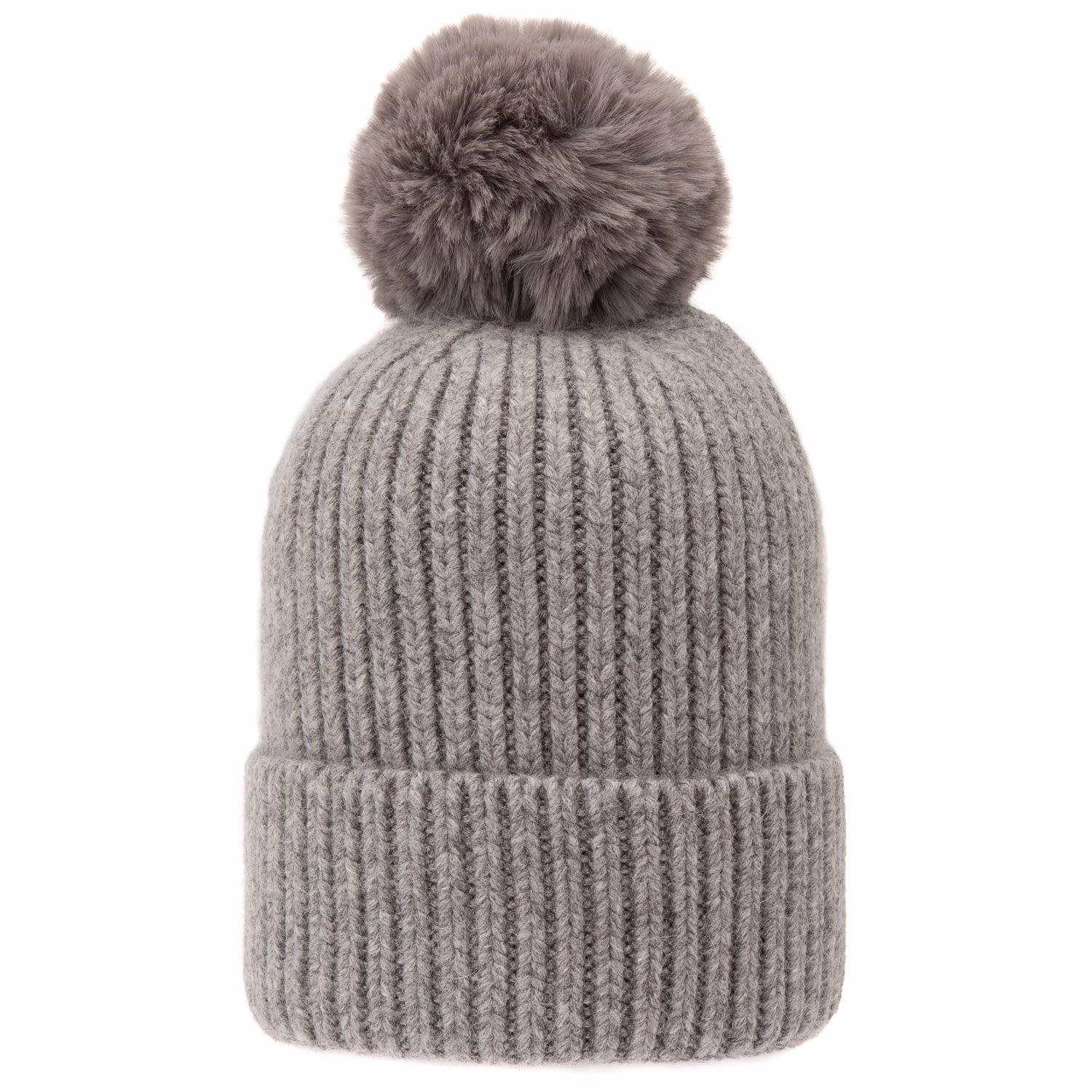 Women's Chunky Six Ply Cashmere Hat In Light Grey | One Size | At Last...