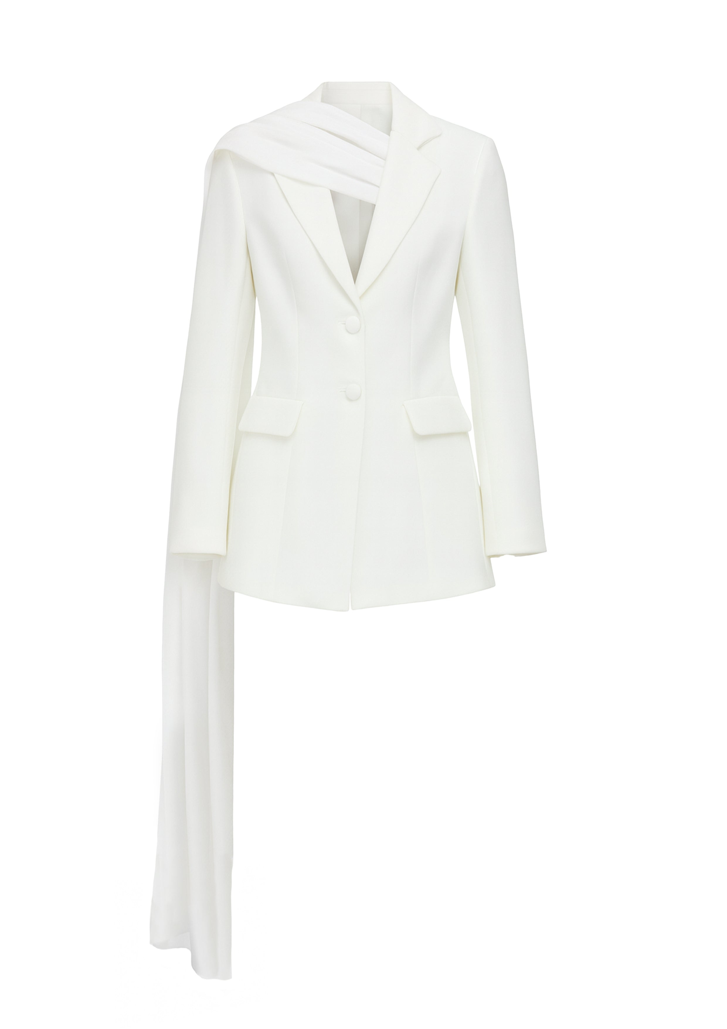 Nazli Ceren Women's White Marylebone Blazer With Chiffon In White