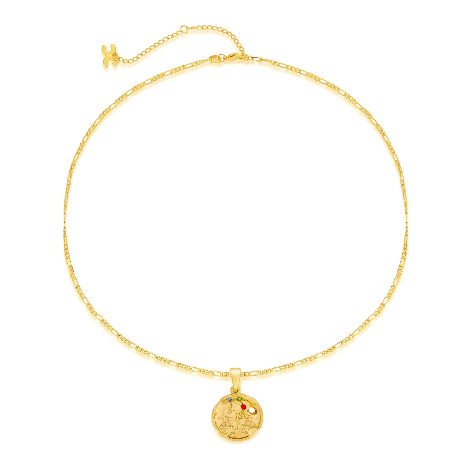 Women’s Gold Sculptural Zodiac Sign Pendant Necklace Set-Libra Classicharms