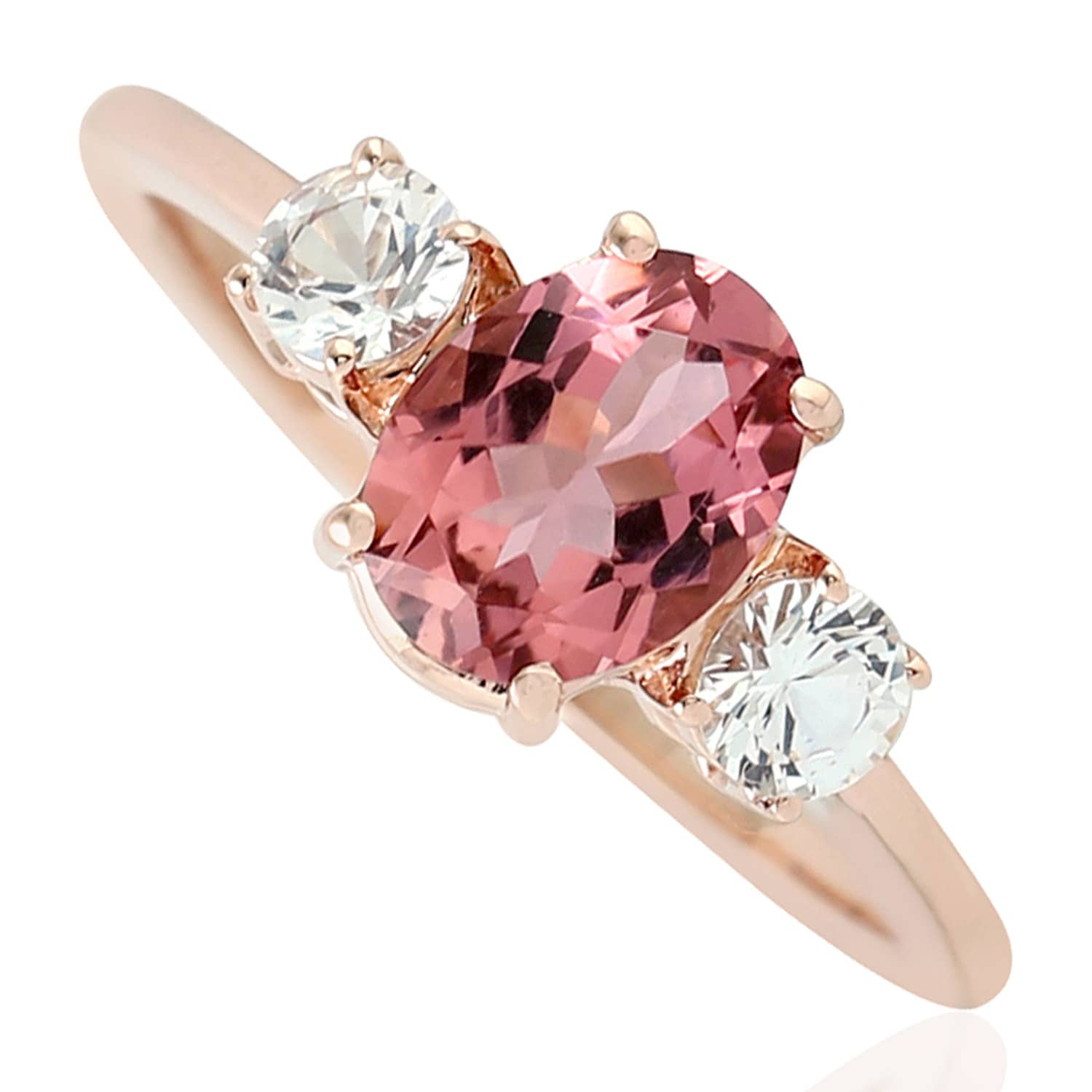 18K Rose Gold White Sapphire Pink 