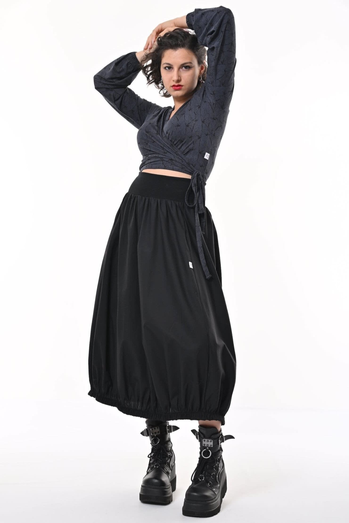 【WOOHWA】PARACHUTE SKIRT PANTS Grey Parachute Skirt Maxi | Ally Fashion