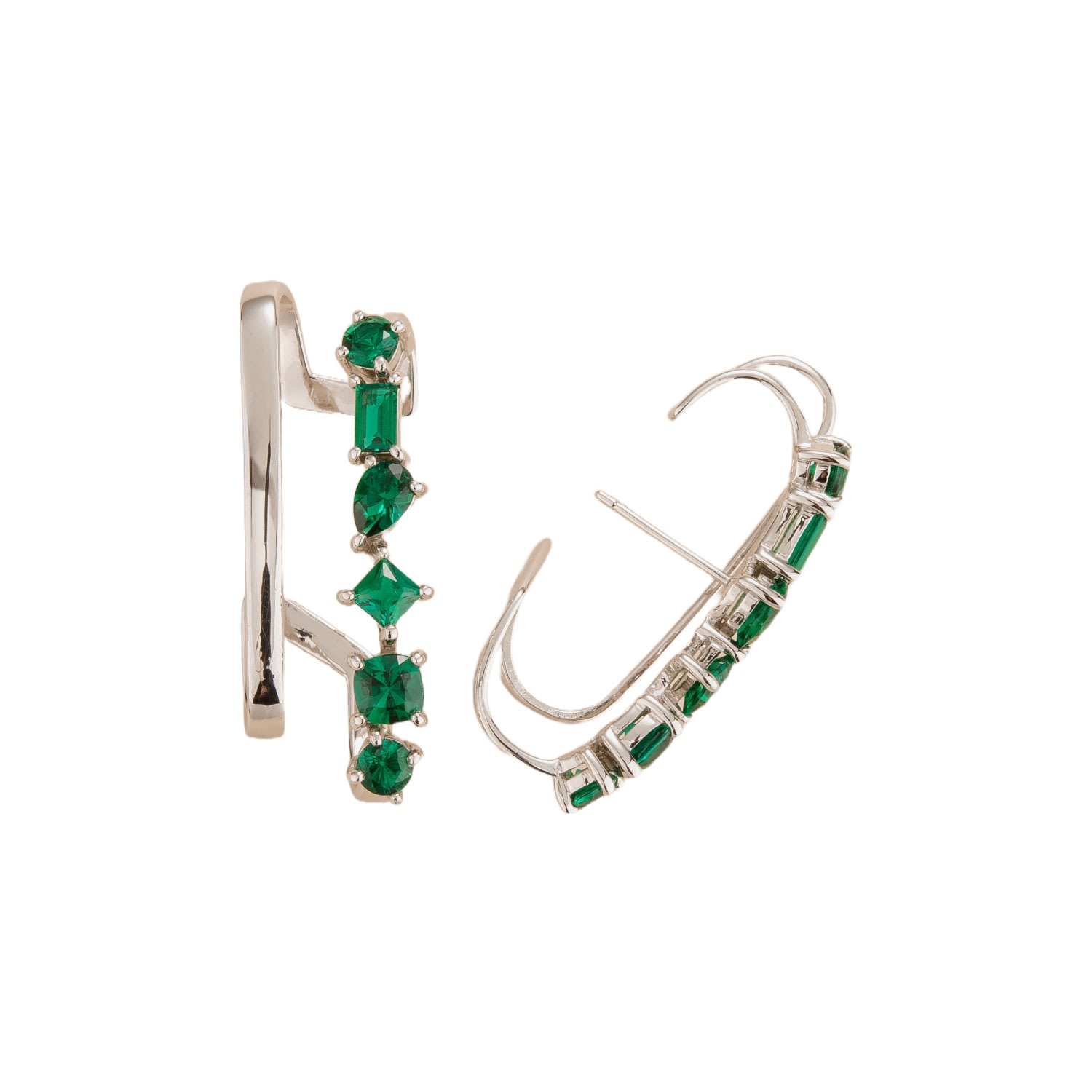 Juvetti Women's Green / White Serene Earrings With Emerald Set In White Gold In Multi