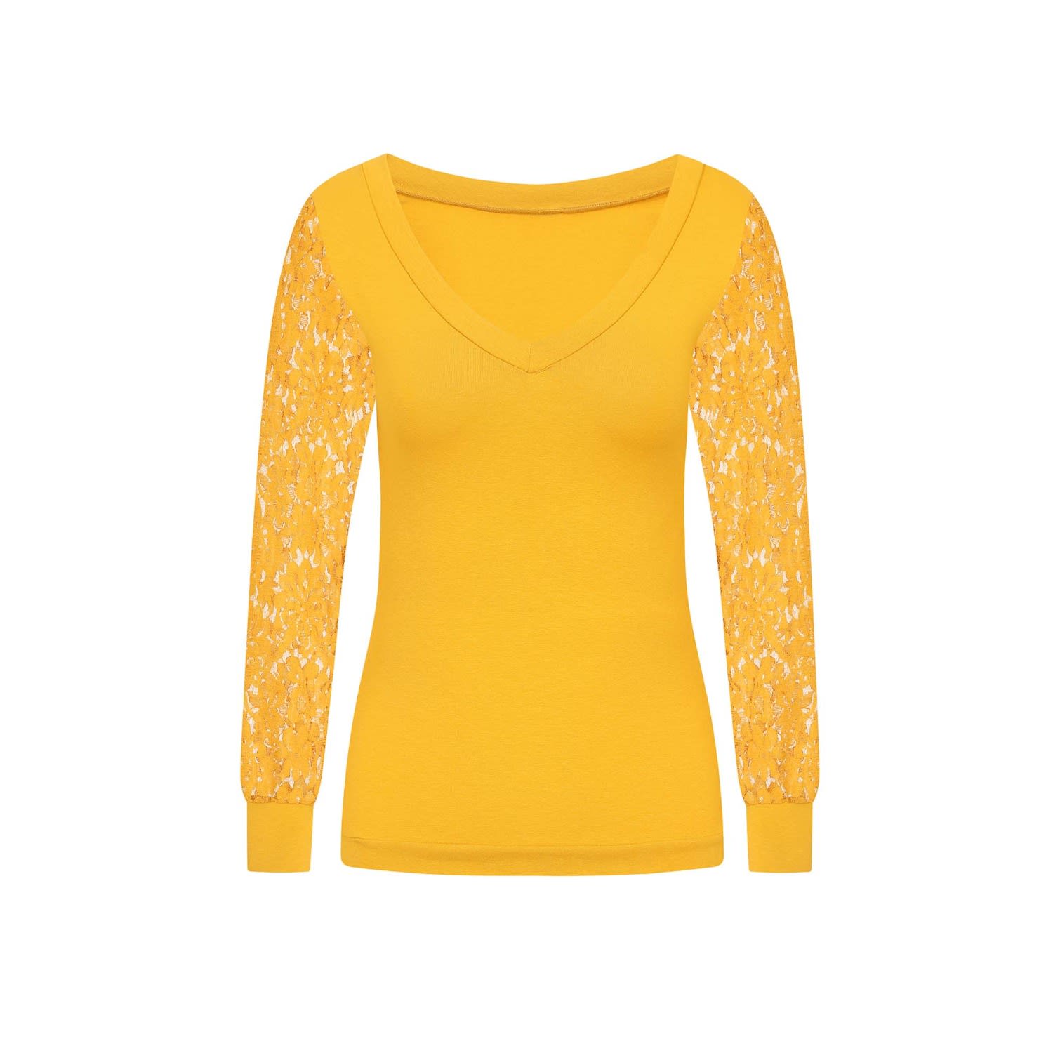 Women’s Yellow / Orange Mustard Yellow Cotton V-Neck Top Small Sophie Cameron Davies