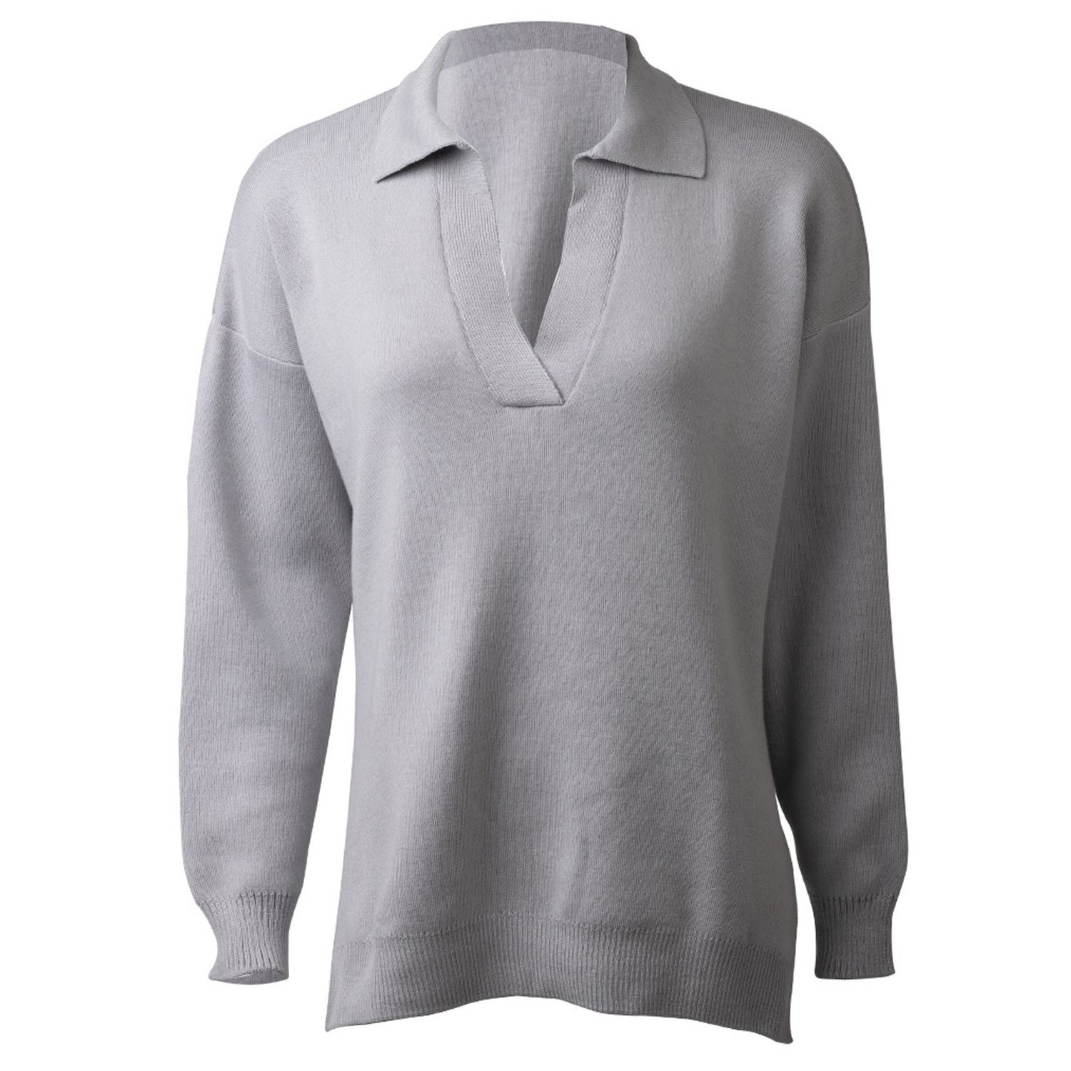 25 Union Women's Grey Pollo Collar Detail Oversized Jumper Gray In Grey