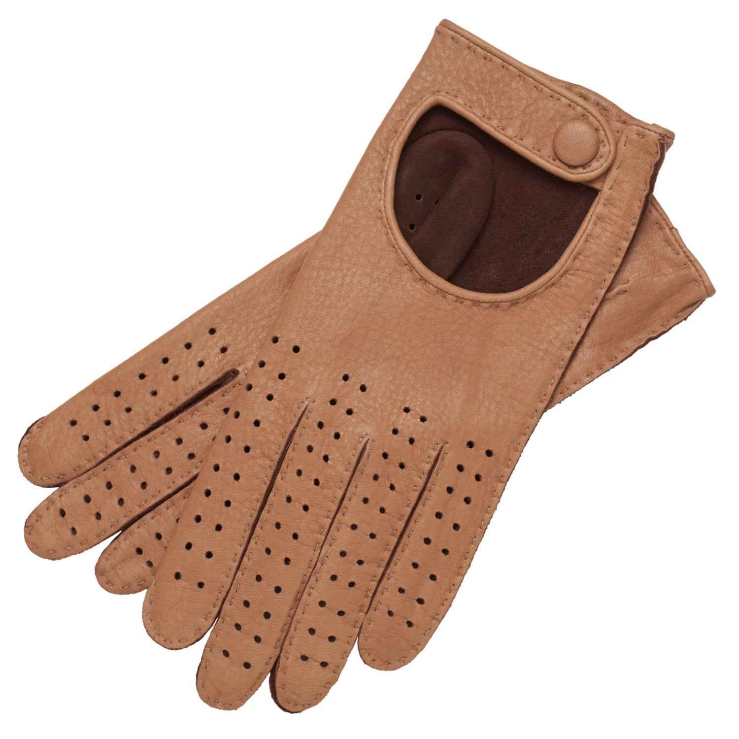 1861 Glove Manufactory Brown Monza - Men's Deerskin Driving Gloves In Coco In Brown