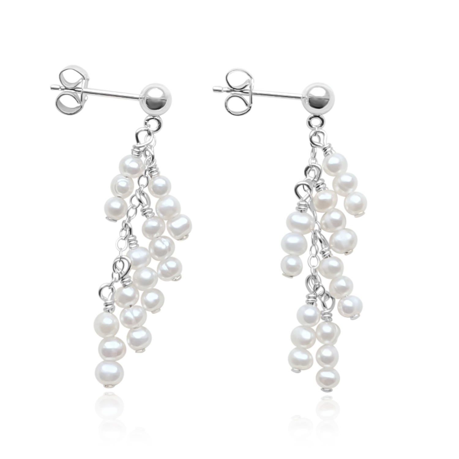 Women’s Delilah Tiny Pearl Waterfall Sterling Silver Earrings Kiri & Belle