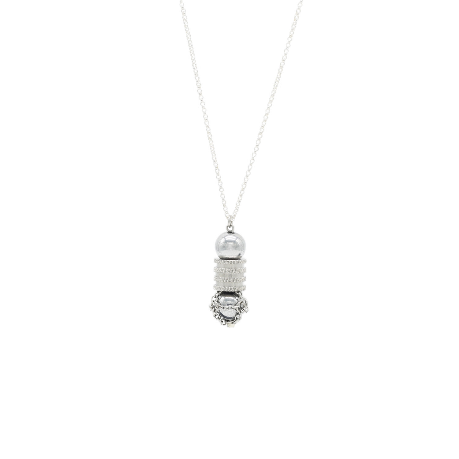 Mhart Men's Silver Double Sphere Hematite Pendant In Silver