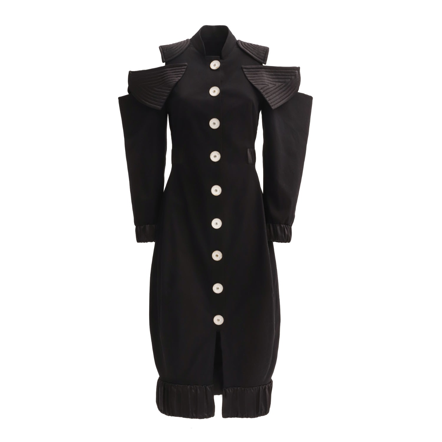 JULIA ALLERT WOMEN'S EVENING SHOULDER-CUT MILITARY DRESS BLACK