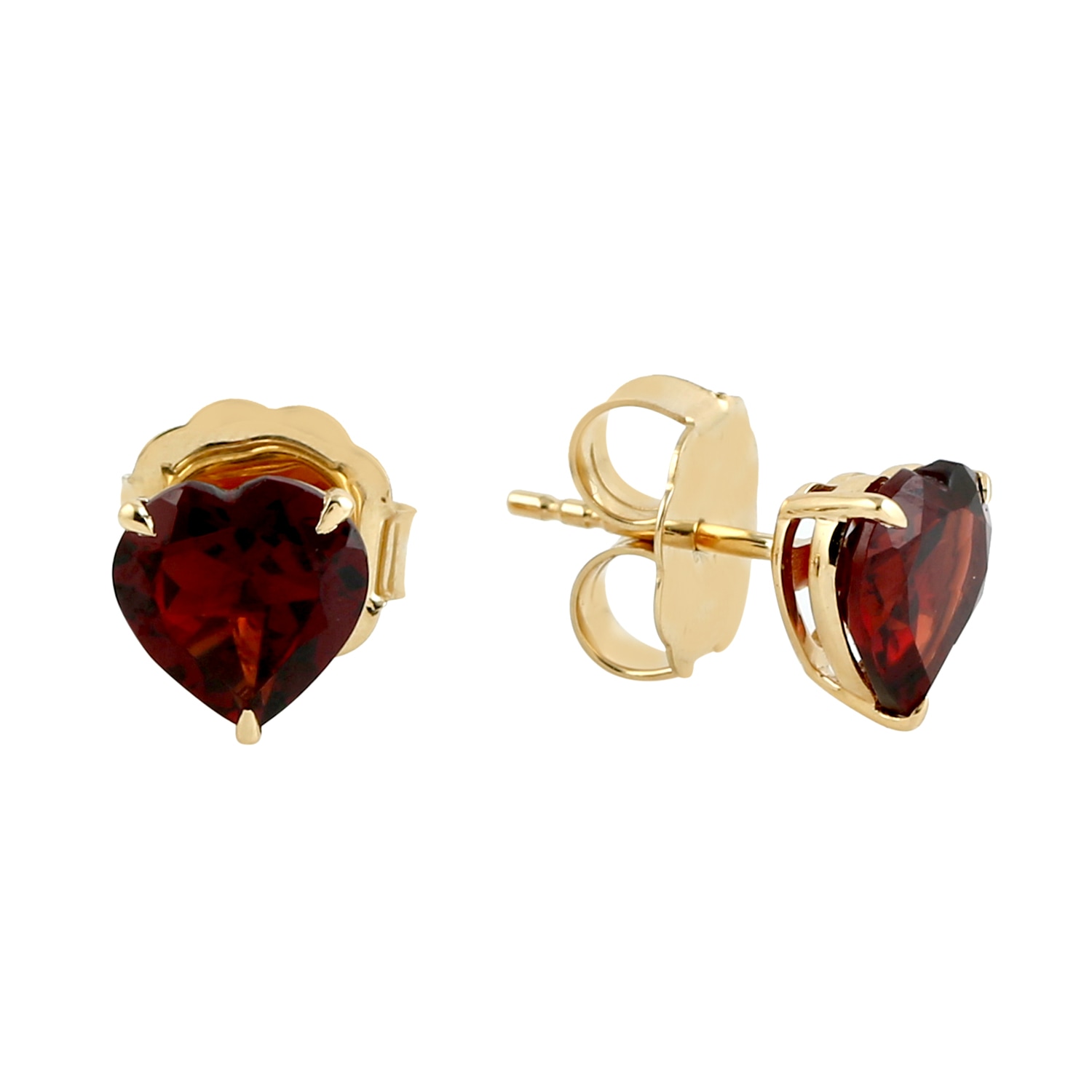 Artisan Women's Gold / Red Statement Heart-shaped Garnet Earrings In Yellow Gold In Multi