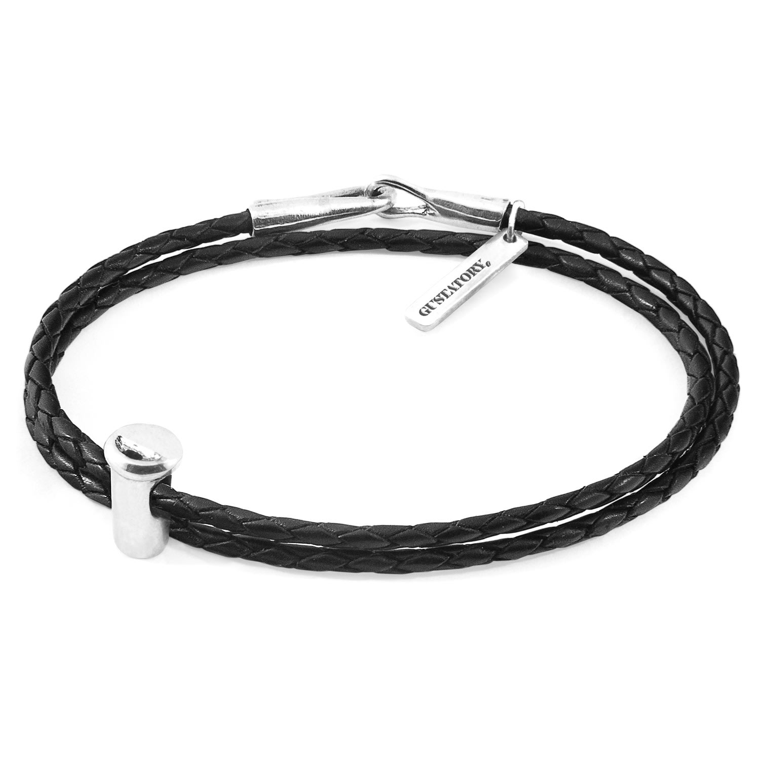 Women’s Midnight Black Gustatory Coffee Takeout Cup Silver & Braided Leather Bracelet Anchor & Crew