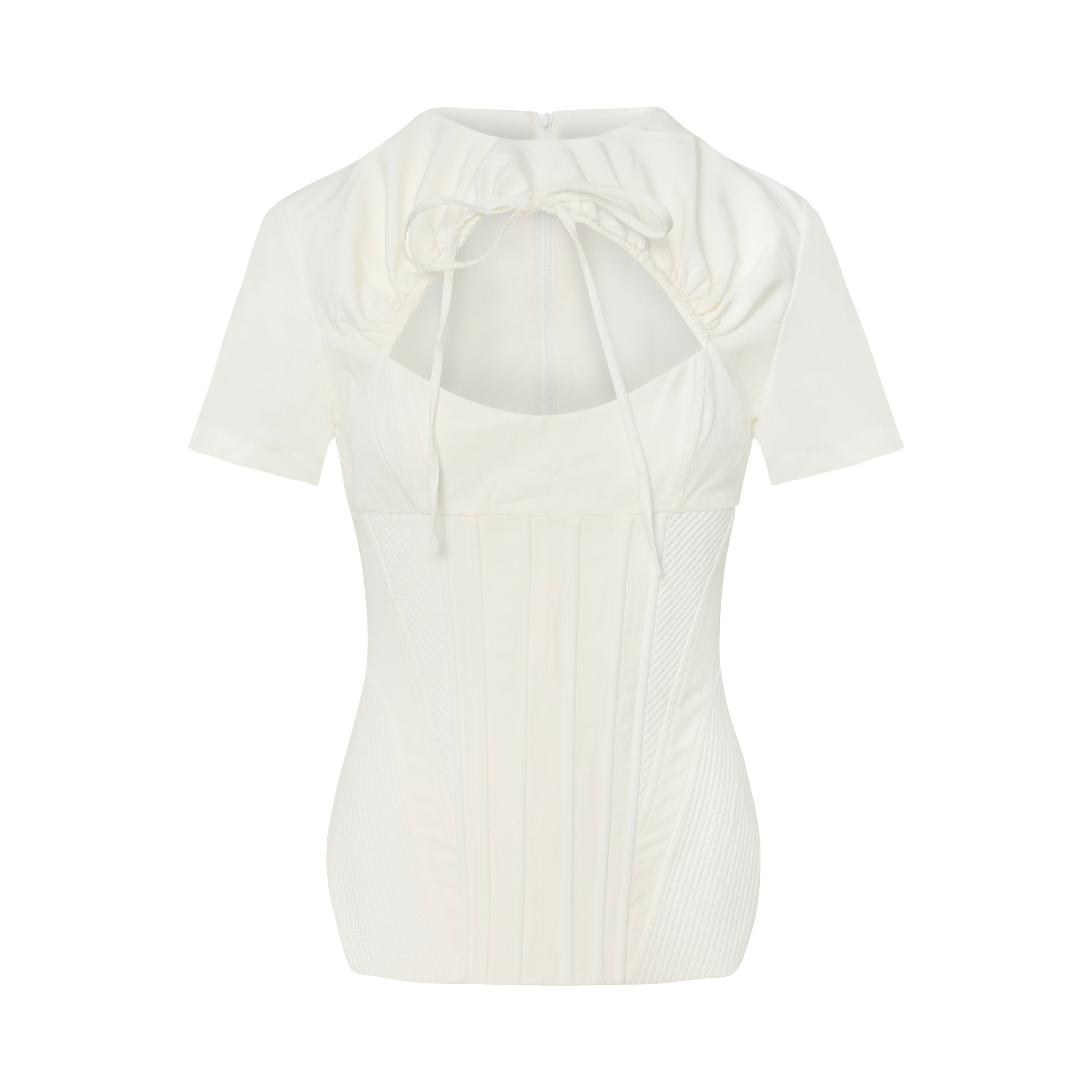 Pcfg Women's White Tailored Corset Tee Top In White