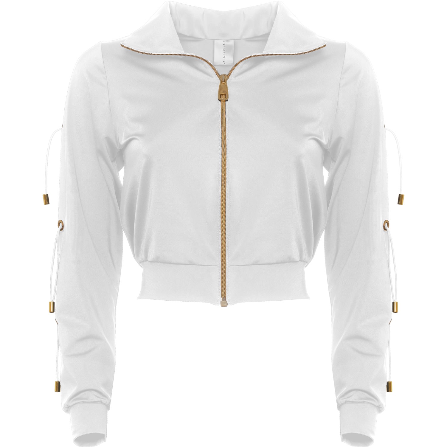Antoninias Women's Fitcy Short Tracksuit Jacket With Golden Details In White