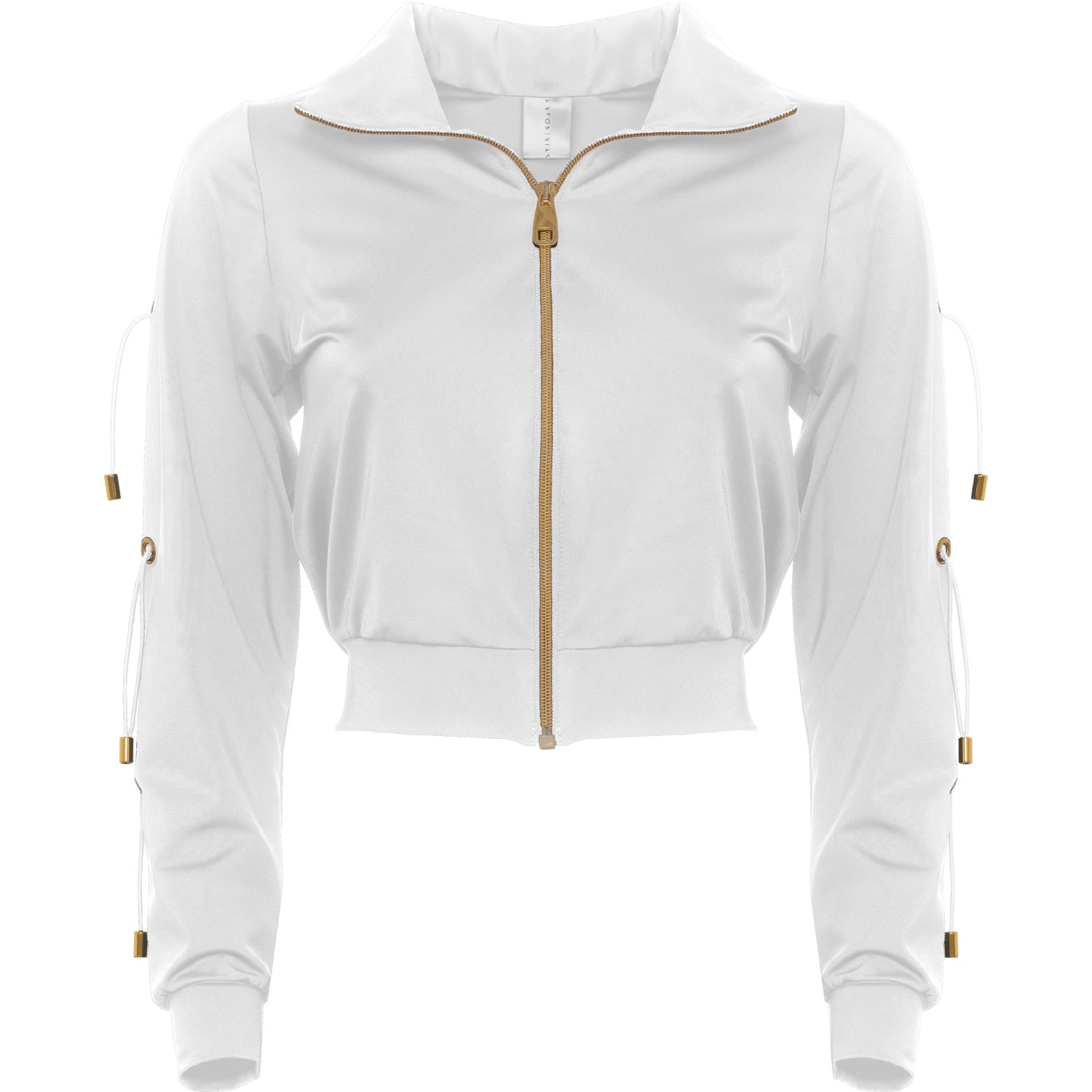 Antoninias Women's Fitcy Short Tracksuit Jacket With Golden Details In White In White