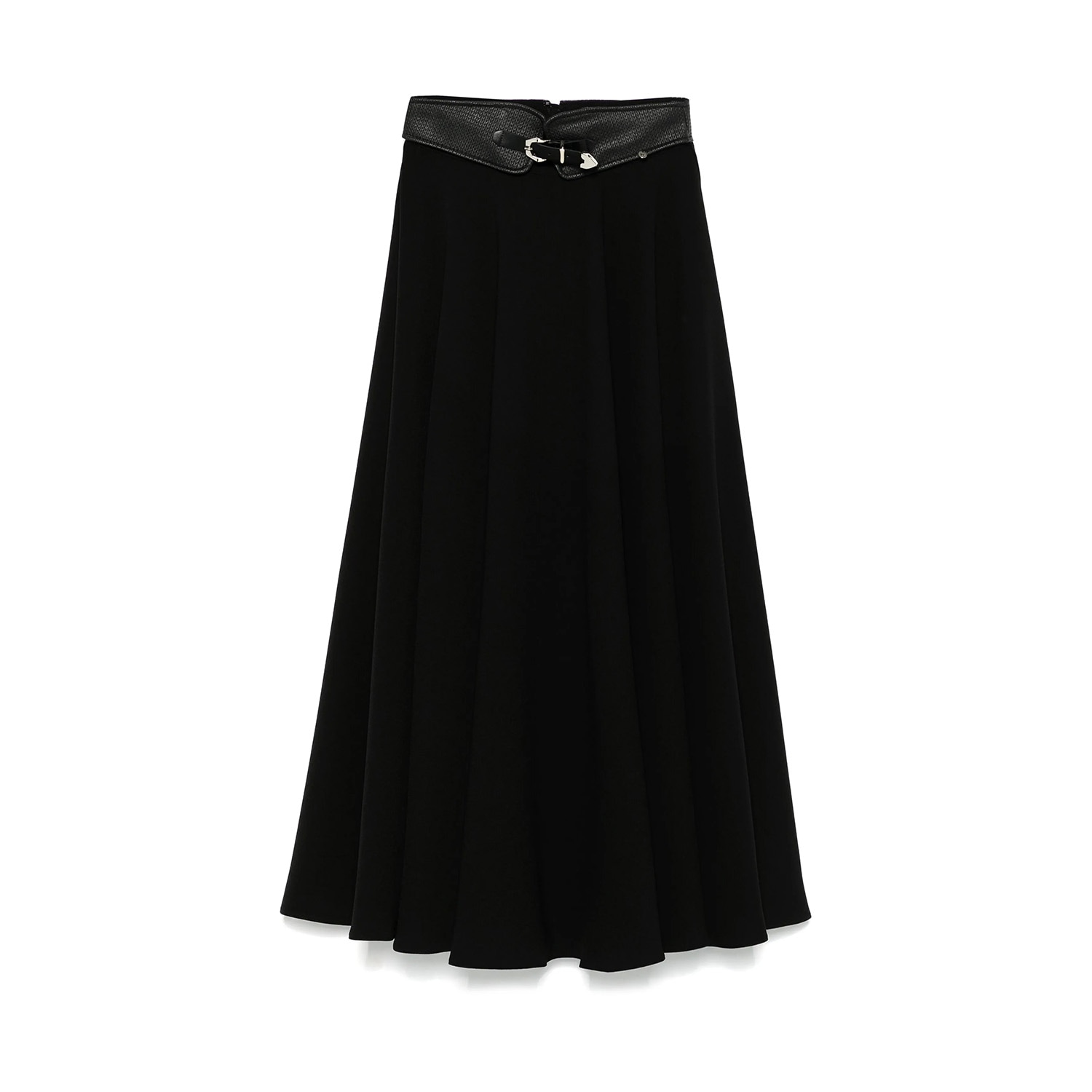 Nissa Belted Midi Skirt In Black