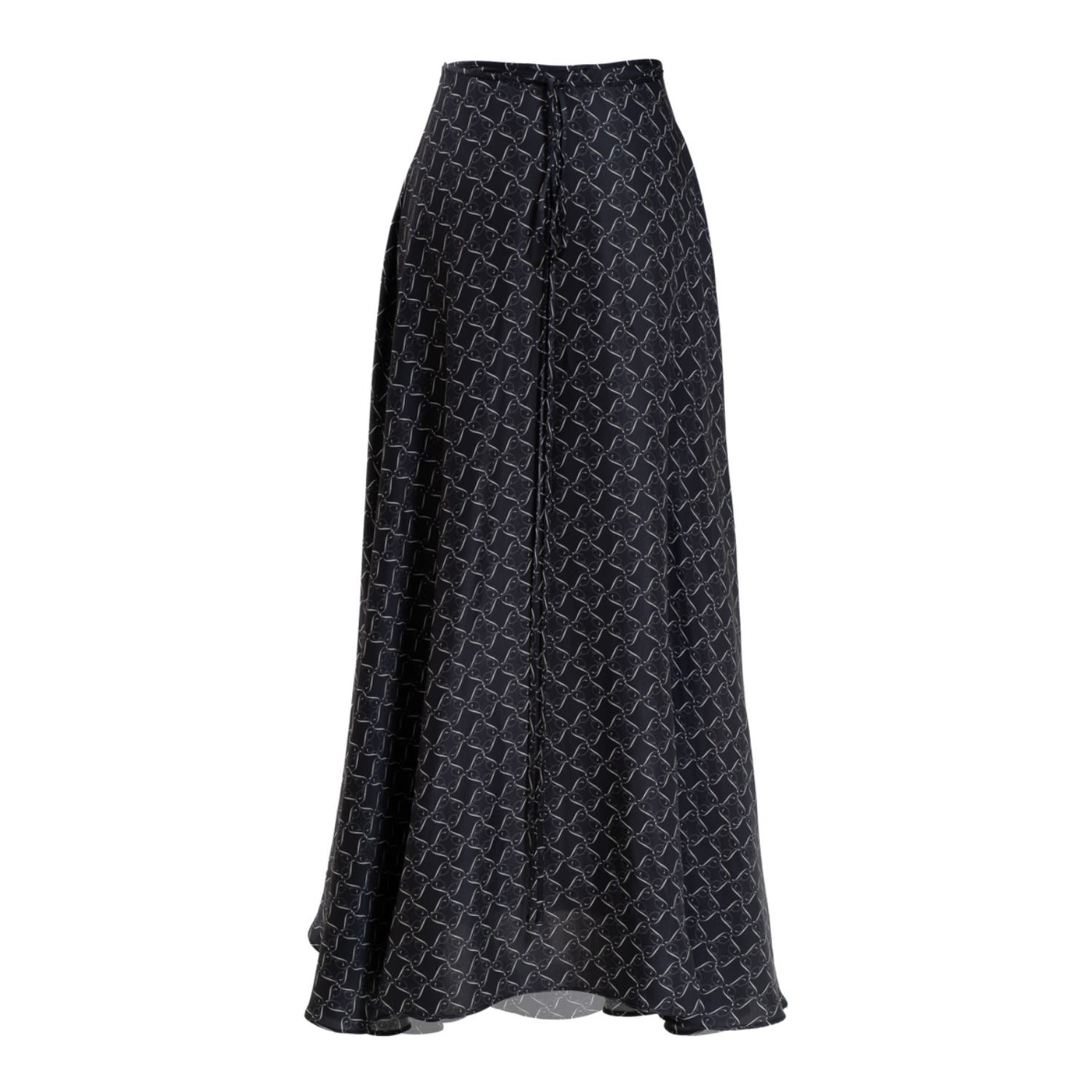 Women's Long Wrap Skirt In Black & Cream | Large | Incantevole Milano