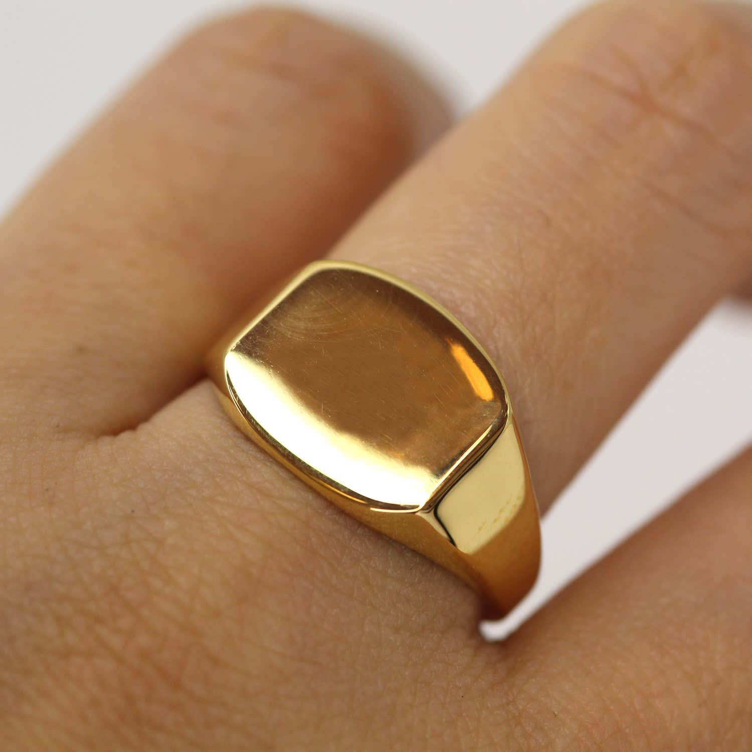 Bold Chic Signet Yellow Gold Vermeil Ring For Men | VicStoneNYC
