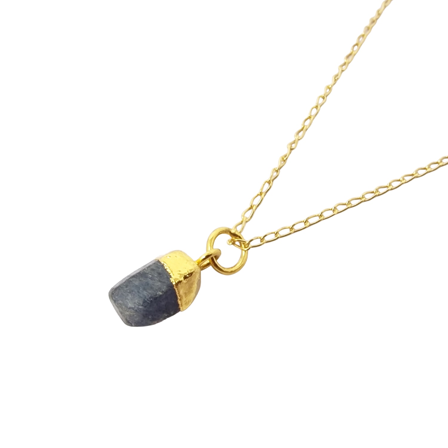 Women’s Blue / Gold Raw Sapphire September Birthstone Gold Plated Necklace Harfi