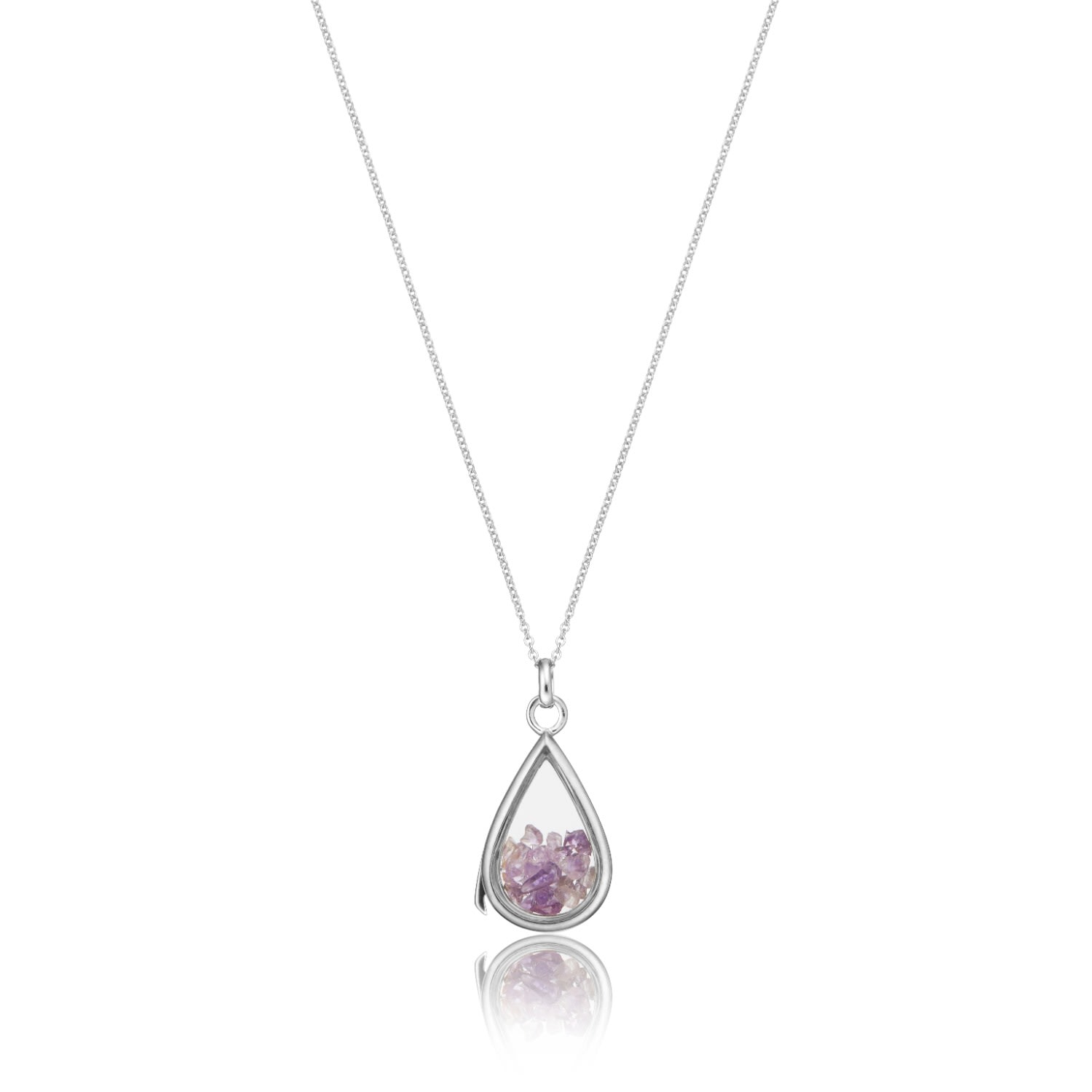 Lily & Roo Women's Sterling Silver Amethyst Birthstone Teardrop Locket In Silver