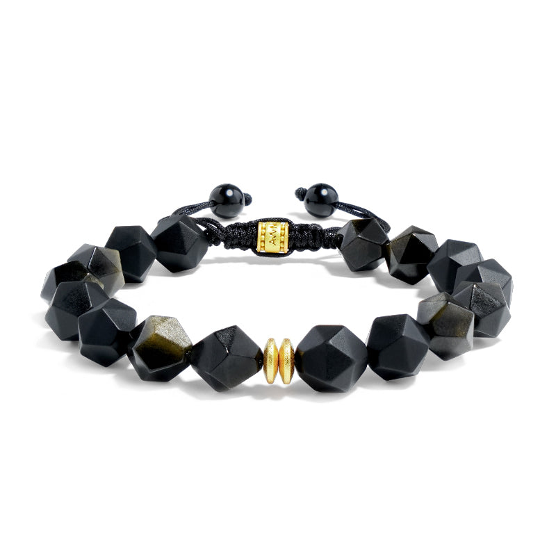 Awnl Men's Black Onyx & Golden Obsidian Macrame Bracelet In Black